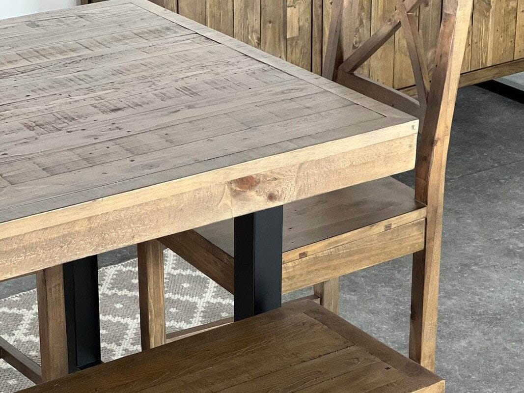 Table de salle à manger fixe Brooklyn et chaises de salle à manger Bogart noires