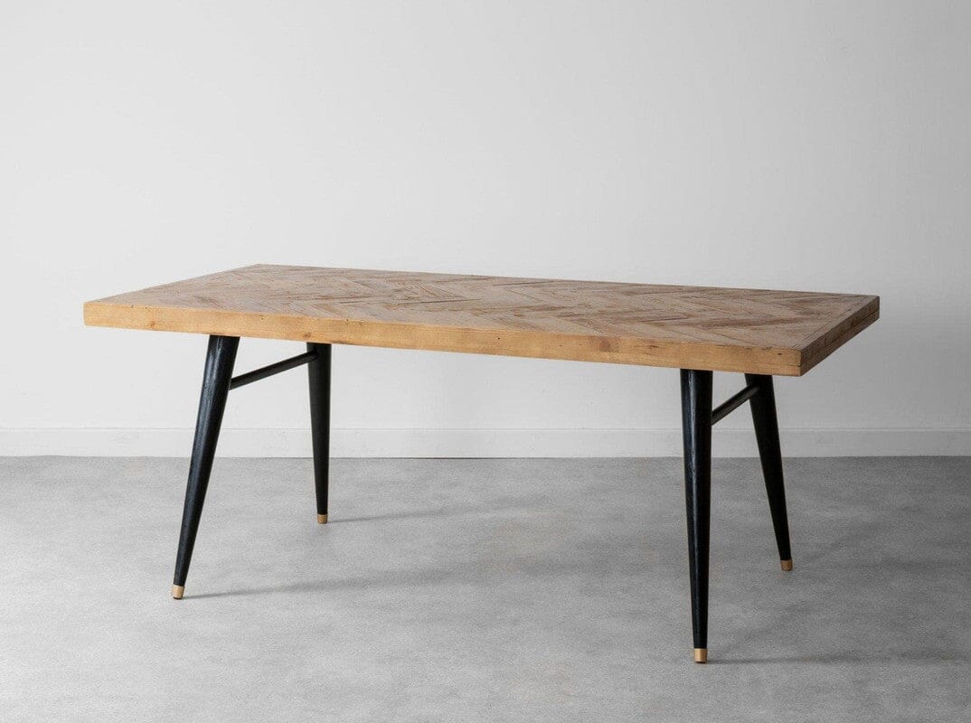 Table de salle à manger à plateau fixe Mode (180 cm) et chaises de salle à manger noires Gabo
